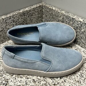 Vionic Pro Avery Light Blue Suede Slip-On Loafers